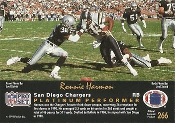 1991 Pro Set Platinum #266 Ronnie Harmon Back