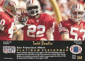 1991 Pro Set Platinum #268 Todd Bowles Back