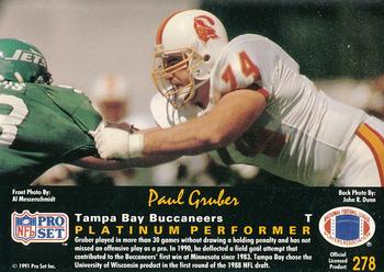 1991 Pro Set Platinum #278 Paul Gruber Back