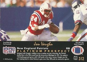 1991 Pro Set Platinum #312 Jon Vaughn Back
