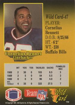 1991 Wild Card #47 Cornelius Bennett Back