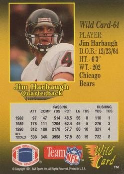 1991 Wild Card #64 Jim Harbaugh Back