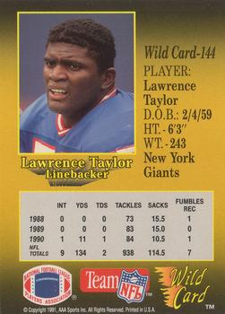 1991 Wild Card #144 Lawrence Taylor Back