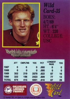 1991 Wild Card Draft #35 Todd Marinovich Back