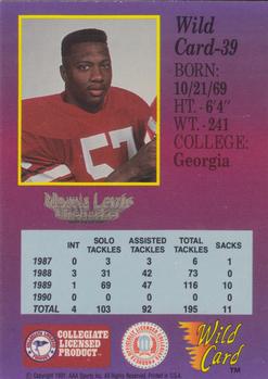 1991 Wild Card Draft #39 Morris Lewis Back