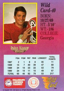 1991 Wild Card Draft #40 John Kasay Back