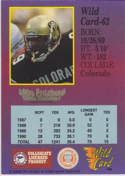 1991 Wild Card Draft #62 Mike Pritchard Back