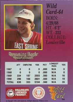 1991 Wild Card Draft #64 Browning Nagle Back