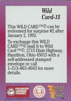 1991 Wild Card Draft #15 Wild Card #2 Back