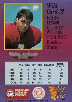 1991 Wild Card Draft #23 Richie Andrews Back