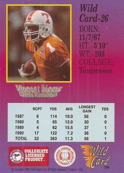 1991 Wild Card Draft #26 Vince Moore Back