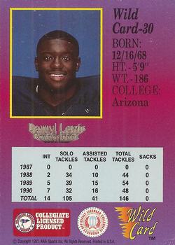 1991 Wild Card Draft #30 Darryll Lewis Back