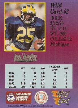 1991 Wild Card Draft #52 Jon Vaughn Back