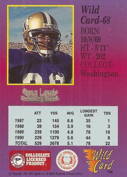 1991 Wild Card Draft #68 Greg Lewis Back