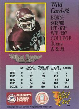 1991 Wild Card Draft #82 William Thomas Back