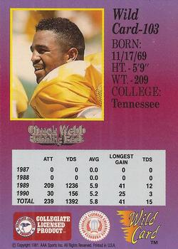 1991 Wild Card Draft #103 Chuck Webb Back