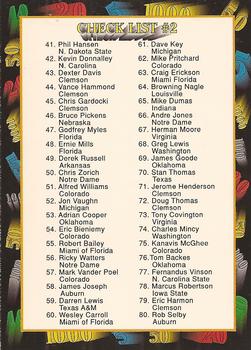 1991 Wild Card Draft #158 Checklist 2: 41-80 Front