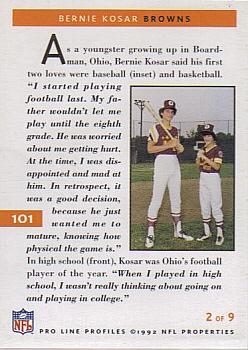 1992 Pro Line Profiles #101 Bernie Kosar Back
