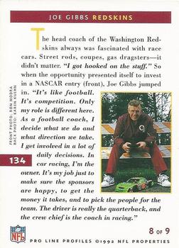 1992 Pro Line Profiles #134 Joe Gibbs Back