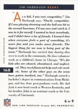 1992 Pro Line Profiles #168 Jim Harbaugh Back