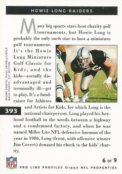 1992 Pro Line Profiles #393 Howie Long Back