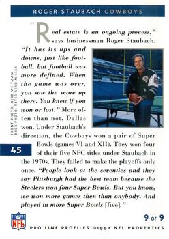 1992 Pro Line Profiles #45 Roger Staubach Back