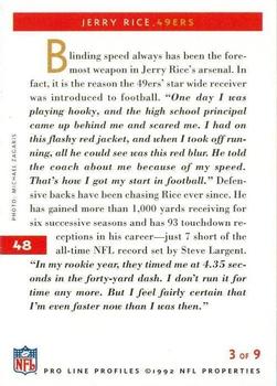 1992 Pro Line Profiles #48 Jerry Rice Back