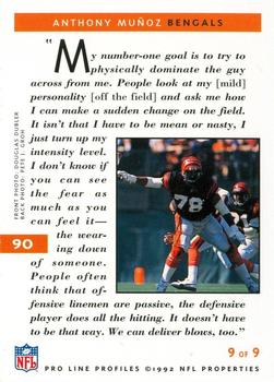 1992 Pro Line Profiles #90 Anthony Munoz Back