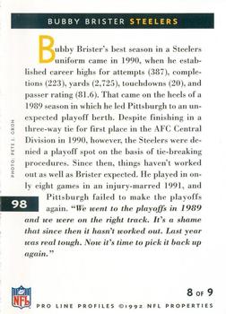 1992 Pro Line Profiles #98 Bubby Brister Back