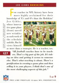 1992 Pro Line Profiles #127 Joe Gibbs Back