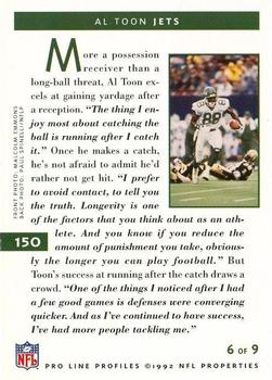 1992 Pro Line Profiles #150 Al Toon Back