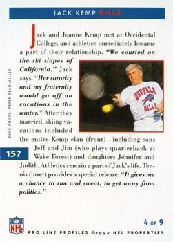 1992 Pro Line Profiles #157 Jack Kemp Back
