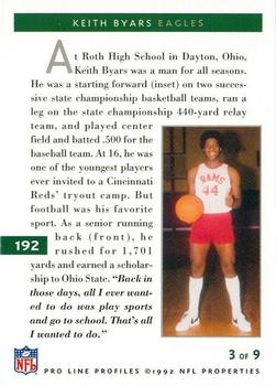 1992 Pro Line Profiles #192 Keith Byars Back