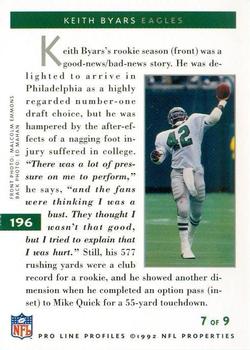 1992 Pro Line Profiles #196 Keith Byars Back