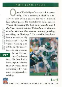 1992 Pro Line Profiles #197 Keith Byars Back