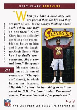 1992 Pro Line Profiles #211 Gary Clark Back