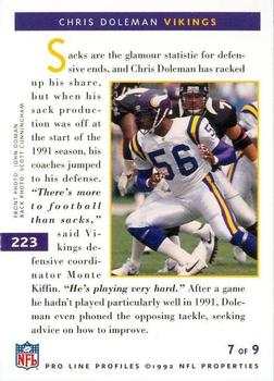 1992 Pro Line Profiles #223 Chris Doleman Back