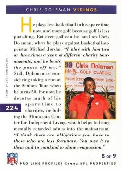 1992 Pro Line Profiles #224 Chris Doleman Back