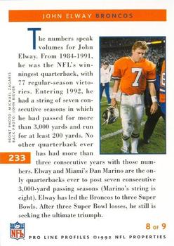 1992 Pro Line Profiles #233 John Elway Back