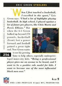 1992 Pro Line Profiles #256 Eric Green Back