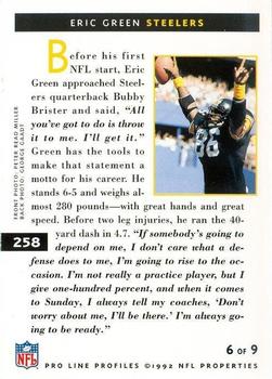 1992 Pro Line Profiles #258 Eric Green Back