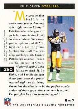 1992 Pro Line Profiles #260 Eric Green Back