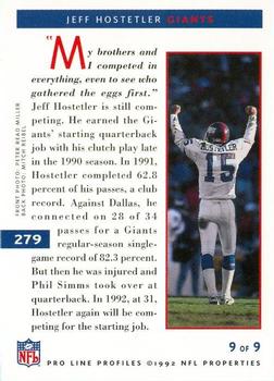1992 Pro Line Profiles #279 Jeff Hostetler Back