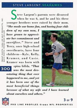 1992 Pro Line Profiles #300 Steve Largent Back