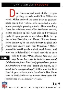 1992 Pro Line Profiles #336 Chris Miller Back