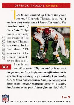 1992 Pro Line Profiles #361 Derrick Thomas Back
