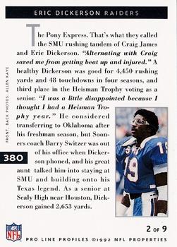 1992 Pro Line Profiles #380 Eric Dickerson Back