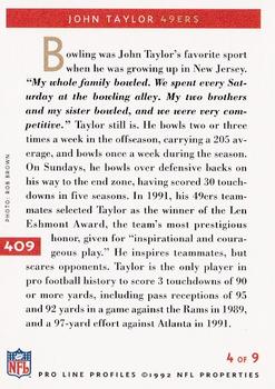 1992 Pro Line Profiles #409 John Taylor Back