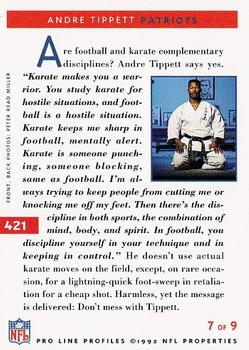 1992 Pro Line Profiles #421 Andre Tippett Back