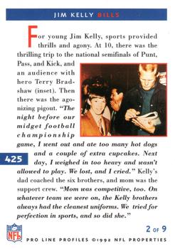 1992 Pro Line Profiles #425 Jim Kelly Back